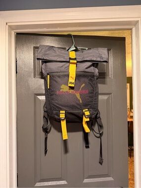 Helly Hansen X Puma Gray and Yellow Roll-Top Backpack with Puma Logo